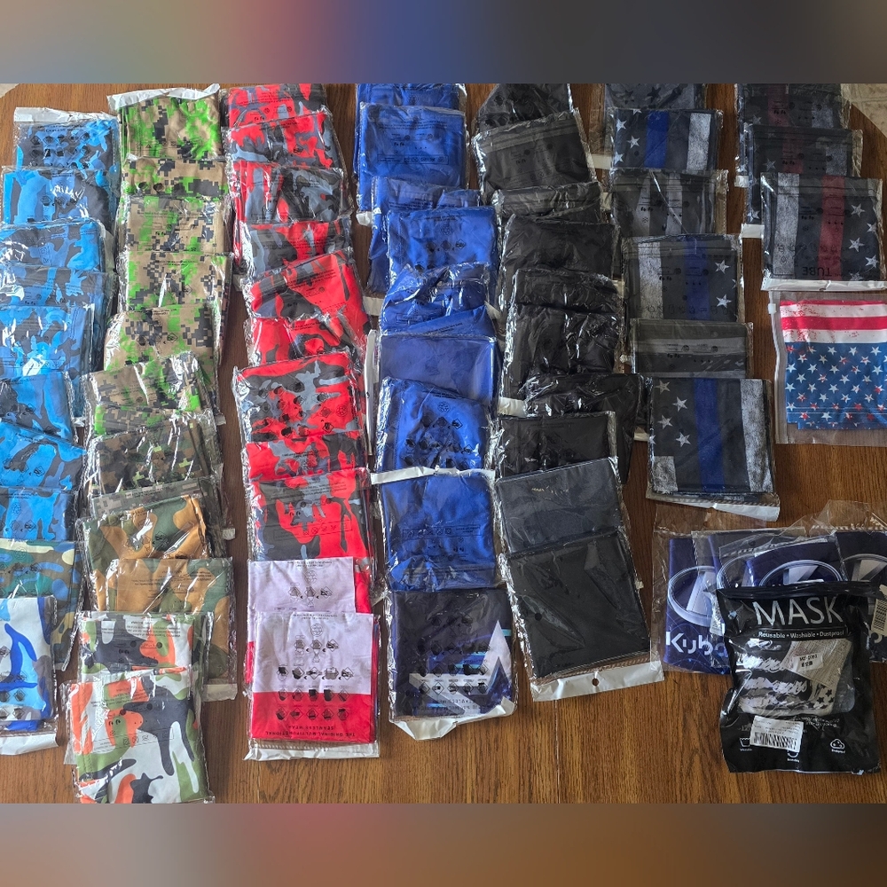 NEW 70 Assorted Patriotic Gaiter Face Covering Collection